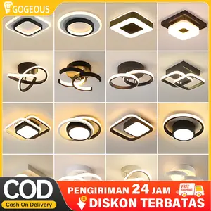 GOGEOUS Lampu Plafon Minimalis Modern Lorong Lampu Hias Ring Mewah 24W 3 Warna Ruang Tamu Kamar Tidur Lorong PVC Bulat Persegi Emas Lampu Lorong downlight led Plafon ornamen hiaster Room termasuk saklar cerdas pencahayaan indoor Set Live 19
