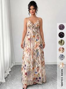 女性用の花柄のCamiドレス、ビーチホリデー用の自由奔放なファッションカジュアルなAラインドレス、夏用のレディースドレス