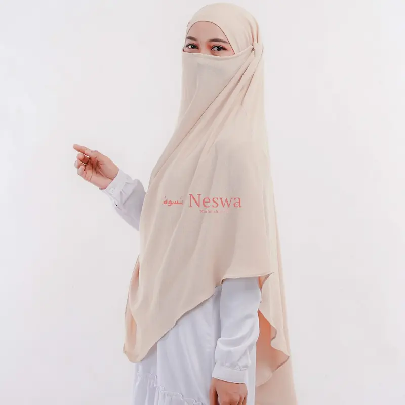 NESWA French Khimar Instan Free Cadar Tali Syari Crinkle Airflow Premium Instan Hijab Traveling FK Antem Panjang Cantik 5