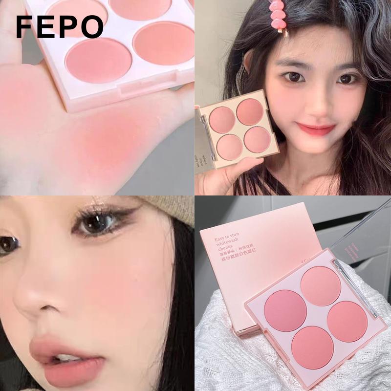 FEPO Bảng Phấn Má Hồng 4 Màu Sắc Tự Nhiên Làm Sáng Da Chống Thấm Nước