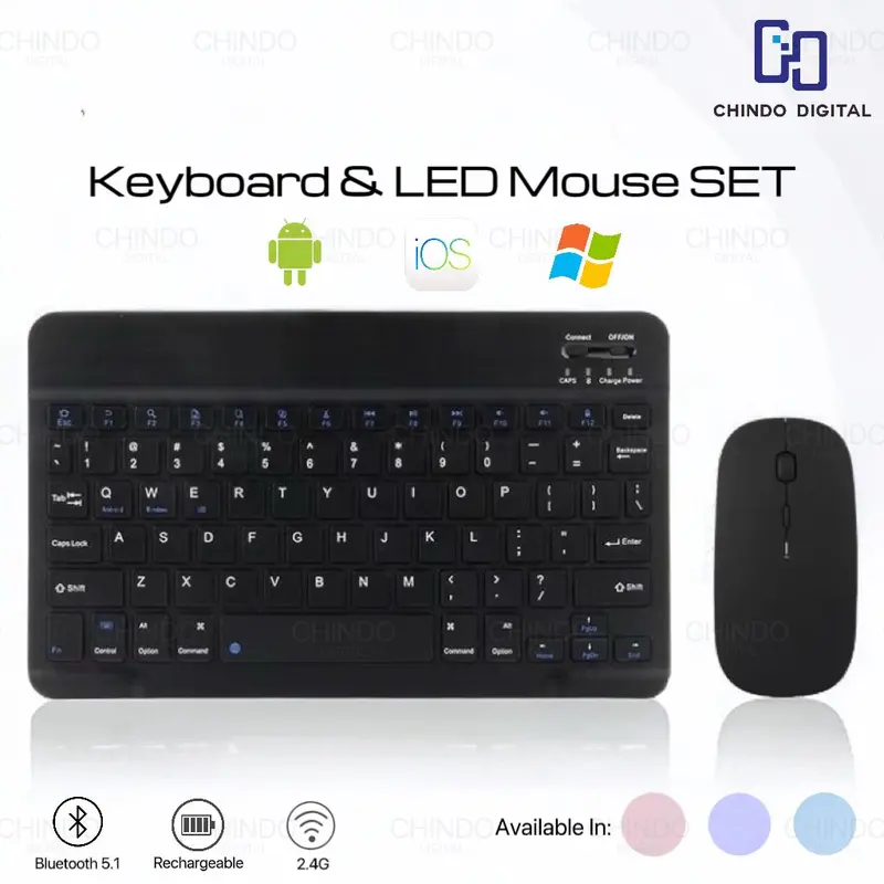 [CID] 3in1 Macaron 10 inch Wireless Bluetooth Keyboard Mouse Set Lightweight Portable Colorful Computer