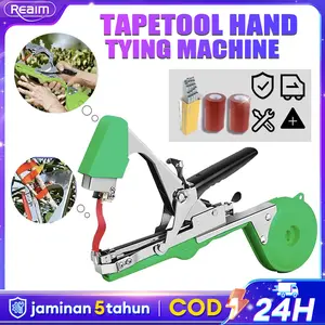 REAIM Alat Pengikat Tanaman - Mesin Pengikat Ranting/Lanjaran Sayuran dengan 10 Roll Refill Tape | Dilengkapi Stapler & Pemotong Otomatis | Cocok untuk Pertanian, Kebun & Perkebunan - 1 gulung selotip + 1 kotak paku - 11 gulung selotip + 1 kotak paku