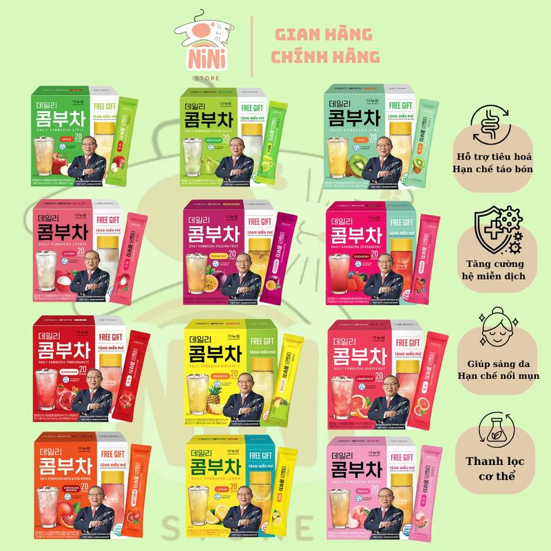 (MUA TRÀ TẶNG QUÀ) Trà Kombucha Danongwon Hàn Quốc Chính Hãng Hỗ Trợ Detox Cơ Thể, Hỗ Trợ Tiêu Hoá, Tăng Cường Hệ Miễn Dịch, Hộp 20 Gói x 5g Được Tặng Kèm Bình Nước Trà Tea Chè