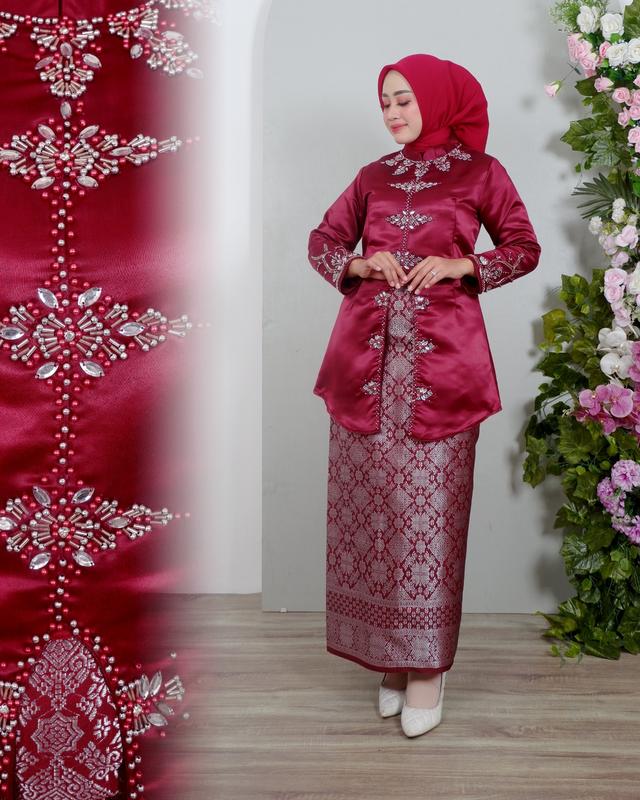 KEBAYA TUNIK CATALEYA LAMARAN WISUDA KEKINIAN - KEBAYA SATIN PAYET dinda 7