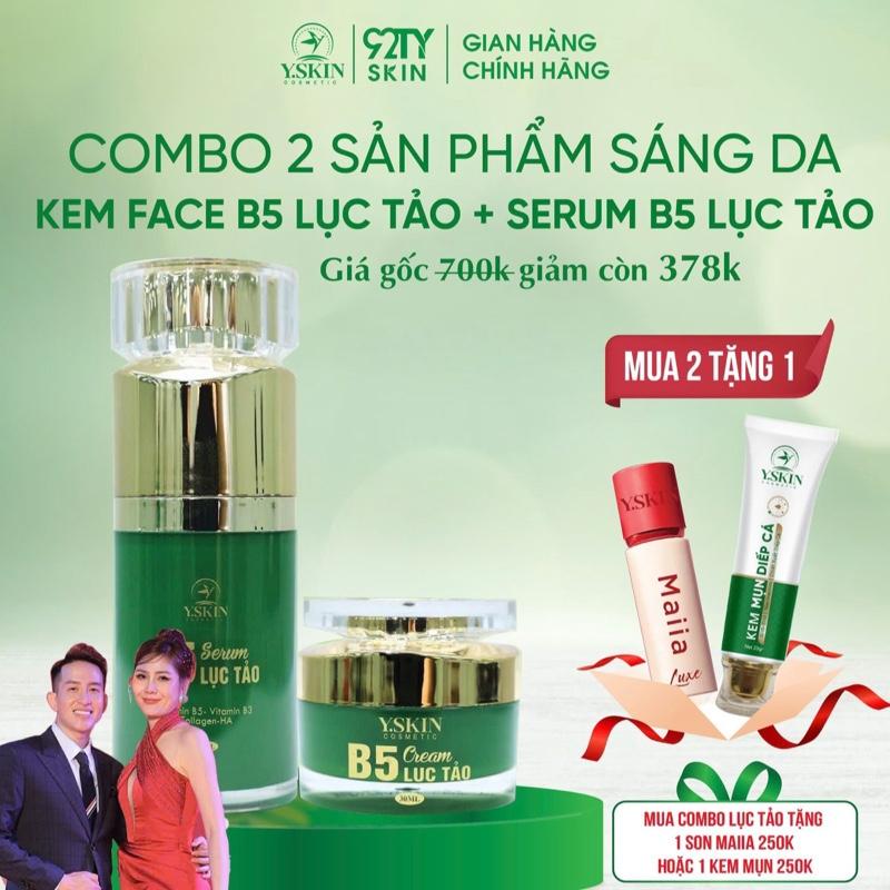 [ MUA 1 TẶNG 1) Y.SKIN] Bộ Đôi Dưỡng Da B5 Lục Tảo- Dung Tích 30 ml - Gồm Serum Và Kem Face B5 Lục Tảo ) ( Mua 1 sp tặng 1 srm mini hoặc kcn mini   Mua 2 sp tặng 1 son Maiia hoặc Kem mụn )