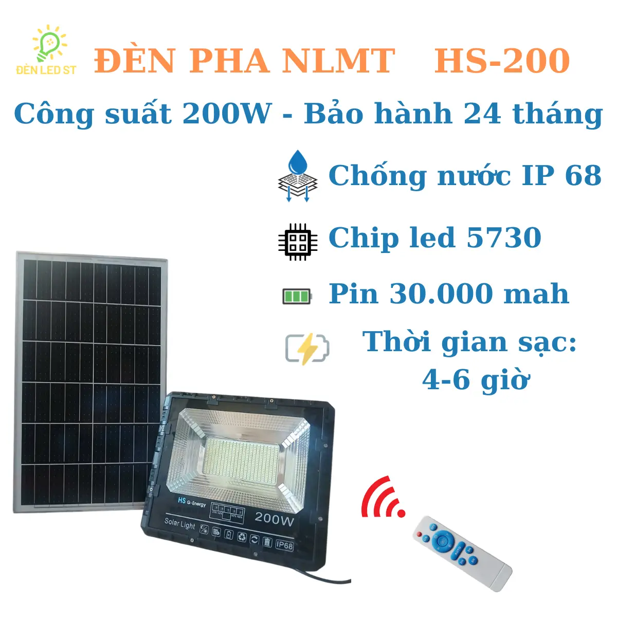 ĐÈN PHA NĂNG LƯỢNG MẶT TRỜI 200W ST-HS200 đèn  năng
