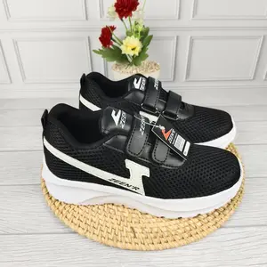 Sepatu Sekolah Anak Cowok dan Cewek SD Hitam Putih Model Perekat. Sepatu Anak Sekolah Hitam Putih Perekat Ukuran 28-37 Sol Pilon Ringan Fashion Anak Laki-Laki dan Perempuan Sneakers Model Velcro