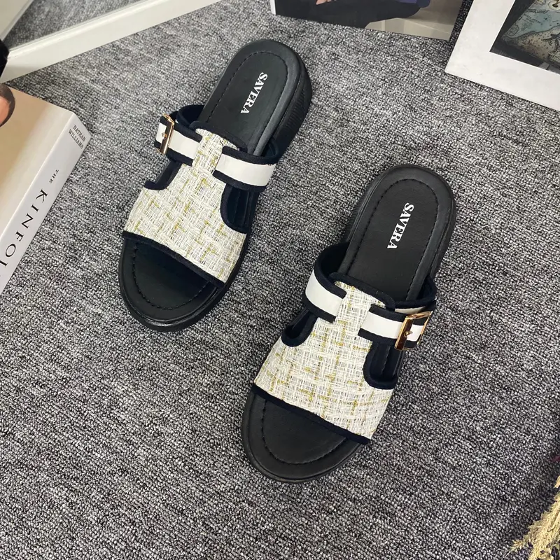 Savera Sandal Slop Wanita Rajut Sendal Wedges Hak Tinggi 3 Cm Perempuan Terbaru Cewek Kekinian Selop 2