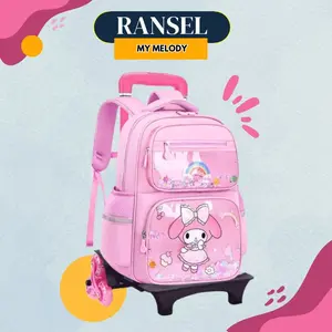 [TAS TROLI] Anak sekolah SD Perempuan Kuromi terbaru Bahan Canvas Nilon Premium Fashion