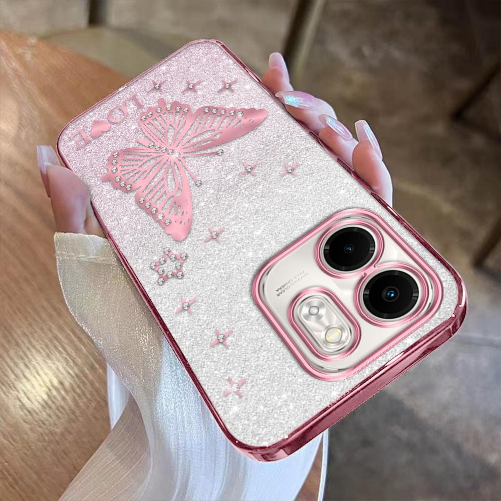 เคส สำหรับ Infinix Smart 9 X6532, วัสดุนิ่ม, ชุบด้วยไฟฟ้า, พร้อมคริสตัลและกระดาษแฟลช