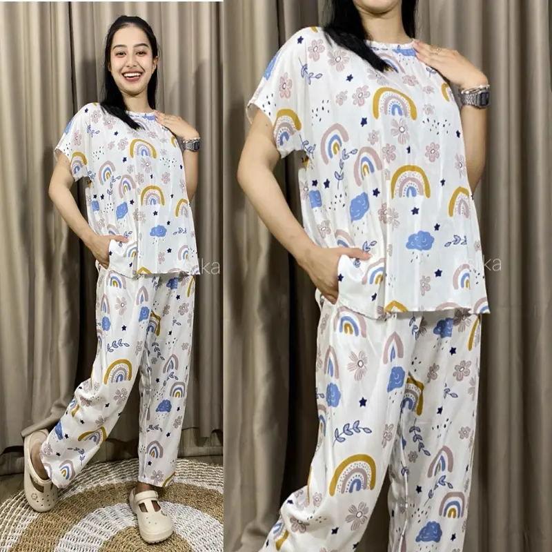 Baju Tidur Wanita Piyama Rayon / Babydoll Rayon Motif Terupdate 3