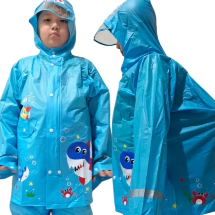A-CROSS JAS HUJAN SETELAN ANAK KUROMI DENGAN RUANG RANSEL DI BELAKANG LUCU DAN IMUT Pvc Biru Pink 3