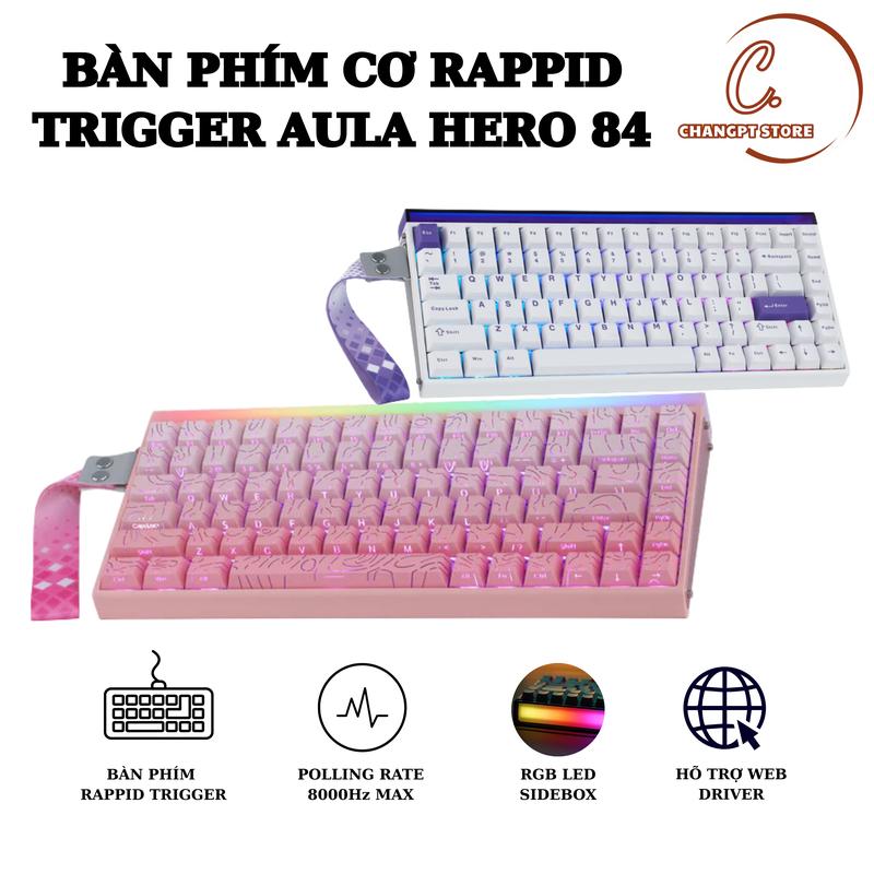 AULA HERO 84 HE - GAMING KEYBOARD CUSTOMIZED HALL EFFECT SWITCH 0.01MM RAPID TRIGGER 8K POLLING RATE 128K SCAN RATE RG