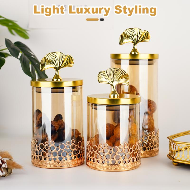 Toples Gold Toples Kaca Guci Penyimpanan Kaca Bening Rumah Meja Kopi Meja Permen Meja Atas Kotak Penyimpanan Retro Mewah Kotak Penyimpanan Disegel Ornamen Dekoratiftransparent Glass Storage Jars Home Toples Aesthetic Lebaran 1 Set Toples Kaca Aesthetic 4