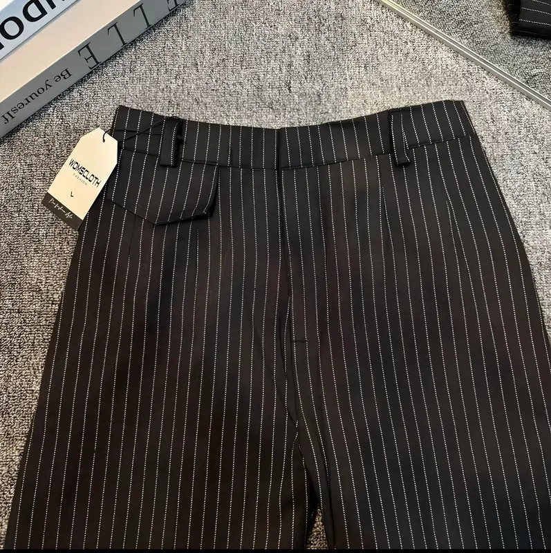 [FREE BELT] ORO PANTS ‎Stripe Loose Pants Celana Panjang Wanita Dewasa Casual Korean Style 4