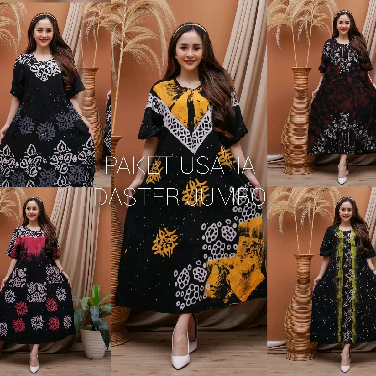 PAKET USAHA 4 pcs RANDOM Daster JUMBO Batik Cap Malaman Produk Lokal Bahan Rayon Premium Busui Baju Harian Di Pakai Musim Panas - Standar, Kantong - Nyaman, Motif Panjang Pendek Pekalongan Dress