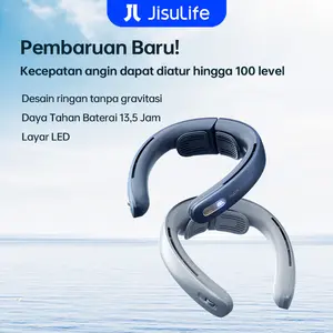 JISULIFE Neck Fan Pro1  Kipas Leher Portable Desain Tanpa Bilah 100 Tingkat Layar LED Baterai 5000mAh Bahan Lembut di Kulit Segar dan Tidak Lengket