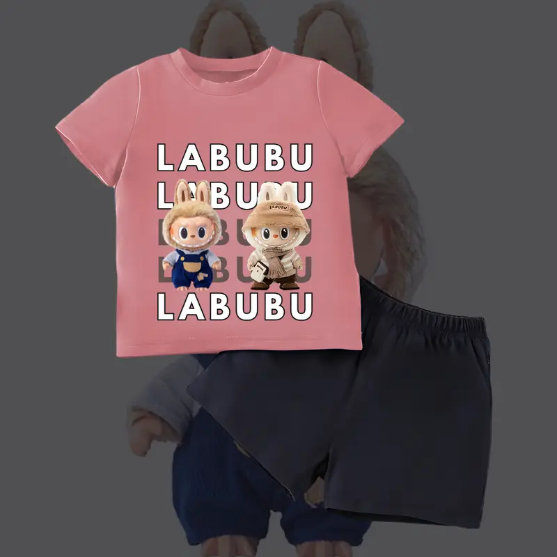 Setelan Anak anak Labubu Labubu Setelan anak anak perempuan dan laki laki Setelan anak Balita Setelan anak anak Cewek dan cowok One Set Katun Anak anak Labubu 5