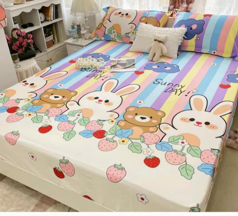 Bộ ga gối 3 món bọc đệm 2-10cm ,chất poly cotton,kích thước từ 1m-2m mẫu caro 5