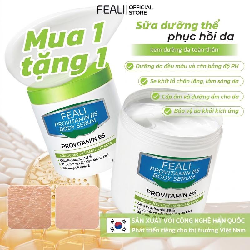 Kem Dưỡng Body FEALI Provitamin B5 & Vitamin E - Cấp Ẩm Sâu, Phục Hồi Da Khô Nứt, Mềm Mịn Thấm Nhanh Không Nhờn
