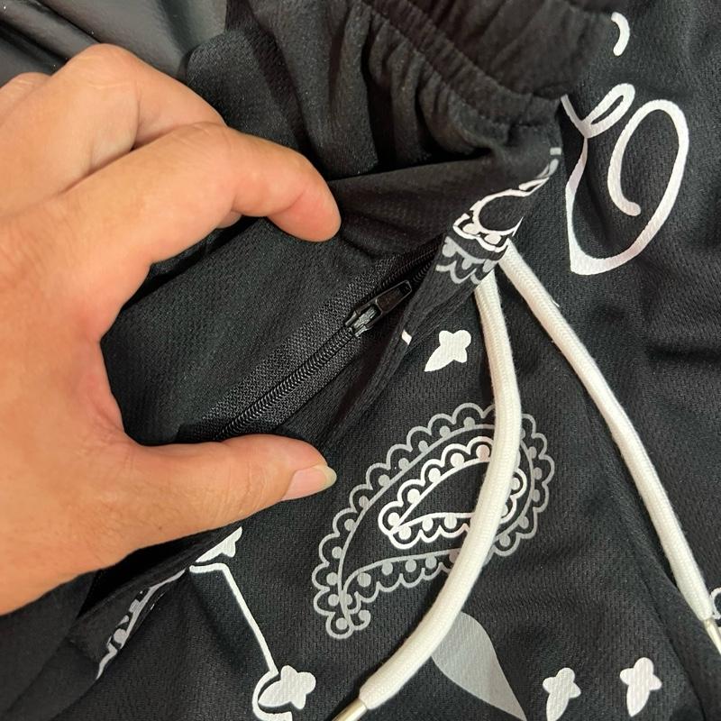 Quần short nam Âu Mỹ in kéo sợi hoạ tiết thổ cẩm chất liệu polyester vải co dãn 2 chiều thoáng khí, mỏng mát mặc hè, from trên đầu gốisize 40-110kg của nhà DUMIMAN xl 【 9 】 d093 quần short xanh látúi lớn Menswear 9
