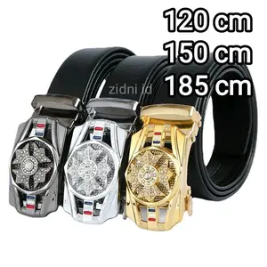 Ikat Pinggang Kincir Rel Pria Wanita Sabuk Kulit Sintetis Gesper Matic Otomatis Jumbo 150cm
