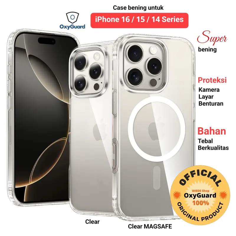 Case for iPhone 16 15 14 Pro Max Plus OXYGUARD Proguard Clear Magsafe Anti Crack Protection Softcase Casing Cover 0