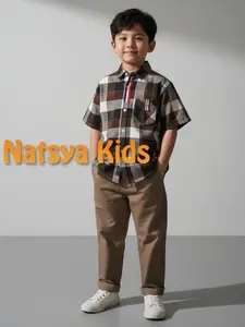 Setelan Kemeja Flannel dan Chinos  Anak Laki-laki Kekinian Untuk Anak Usia 5 Tahun - 12 Tahun Untuk Lebaran