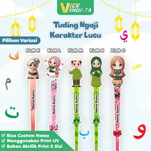 Viershopta Kalam Tuding Ngaji Akrilik Karakter   ( 2 SISI ) Duding Ngaji  Tongkat Ngaji  Suding Ngaji Petunjuk Ngaji  Suding Qur'an Suding Akrilik  Duding Akrilik Duding Lucu  Tuding Ngaji Anak