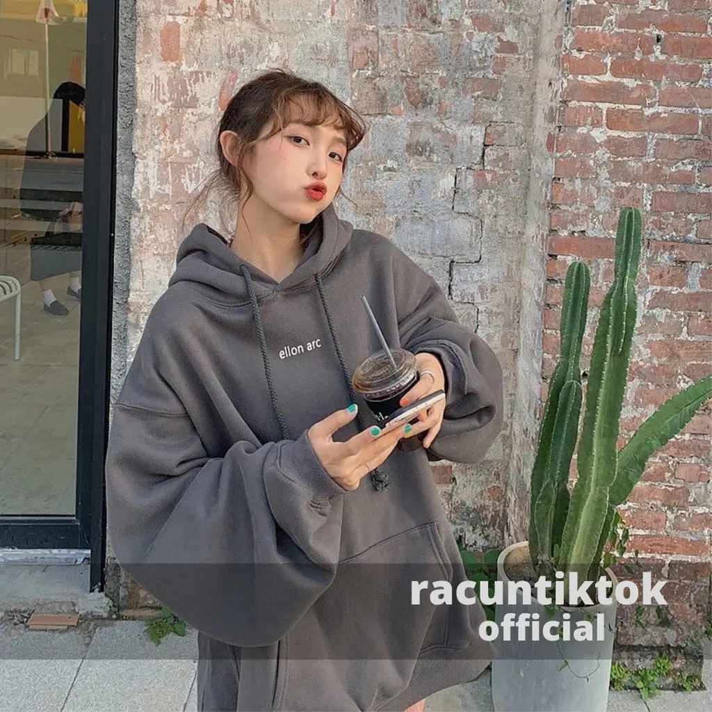ELLON ARC SWEATER HOODIE OVERSIZE | Sweater Pria Wanita Size M.L.XL.XXL Big Size | Sweatshirt Pakaian Wanita Kekinian