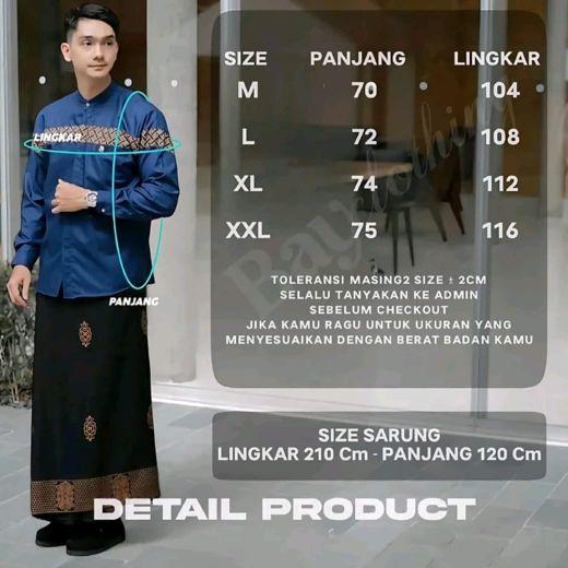 TERLARIS Setelan SARKO Sarung Dan Koko Lengan Panjang Motif Kobata Qinang Sarung Motif Sarwon