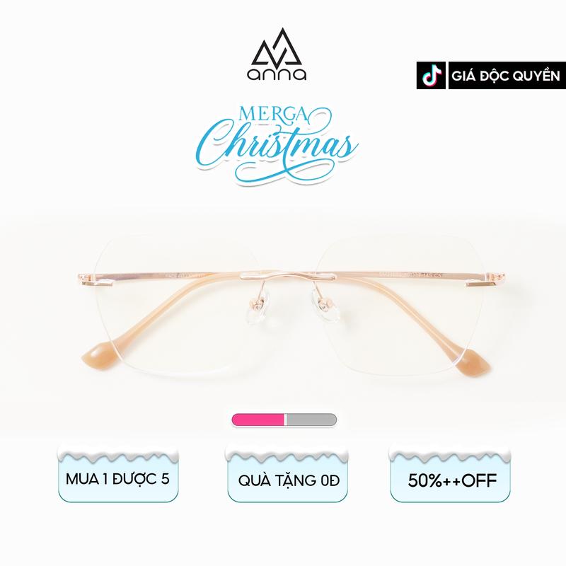   LIVE  Gọng Kính Khoan Không Viền ANNA Dáng Đa Giác Cao Cấp SM21012 