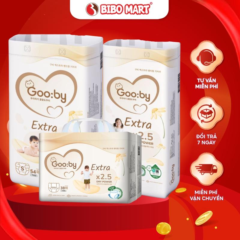 (Bản cải tiến) Bỉm Gooby Extra Size Newborn Little72/Newborn 66/S52/M48/SM60/M58/L52/XL50/XXL46/XXXL38 Mềm Mại, Siêu Thấm Hút Cho Bé