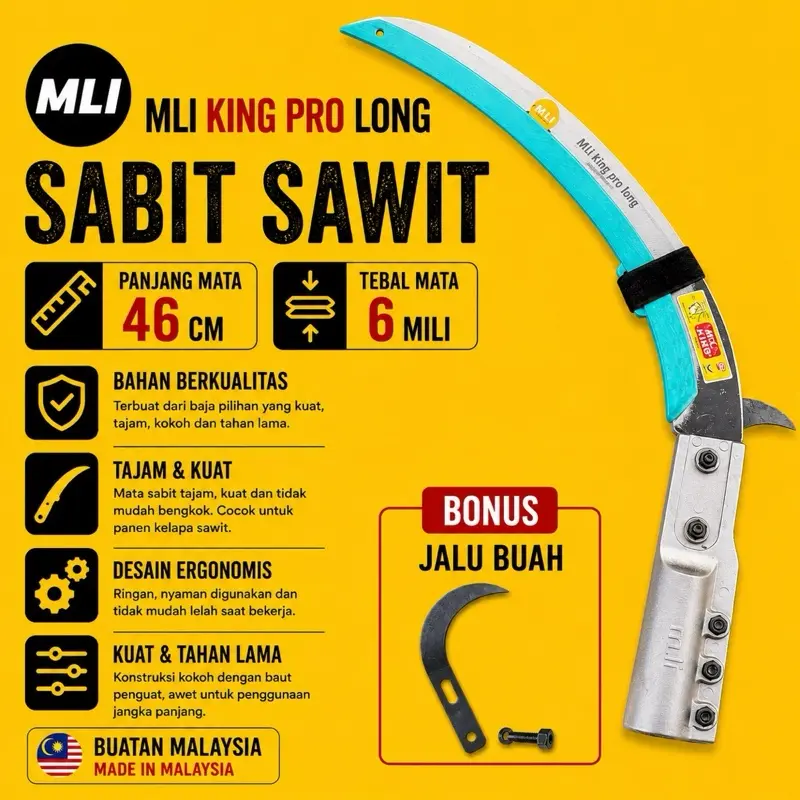 Egrek Mli New king pro long Origal Alat panen pokok sawit asli buatan Malaysia