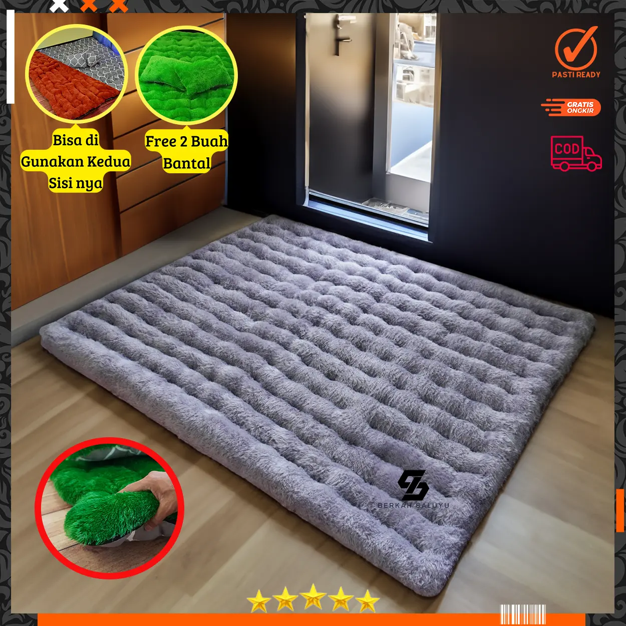 Kasur bulu tebal jumbo 200x180X8cm Super empuk/lembut/nyaman/murah Furniture Ruangan