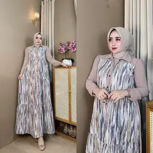 GAMIS NAGITA CRINGKLE MOTIF KOMBINASI CRINGKLE POLOS