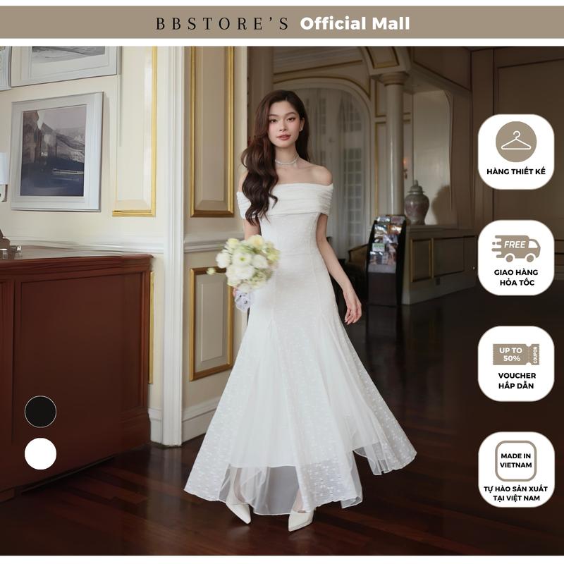 Đầm Trễ Vai Dự Tiệc Form Dài Phối Ren Lưới Sang Trọng BBSTORE'S - D3446
