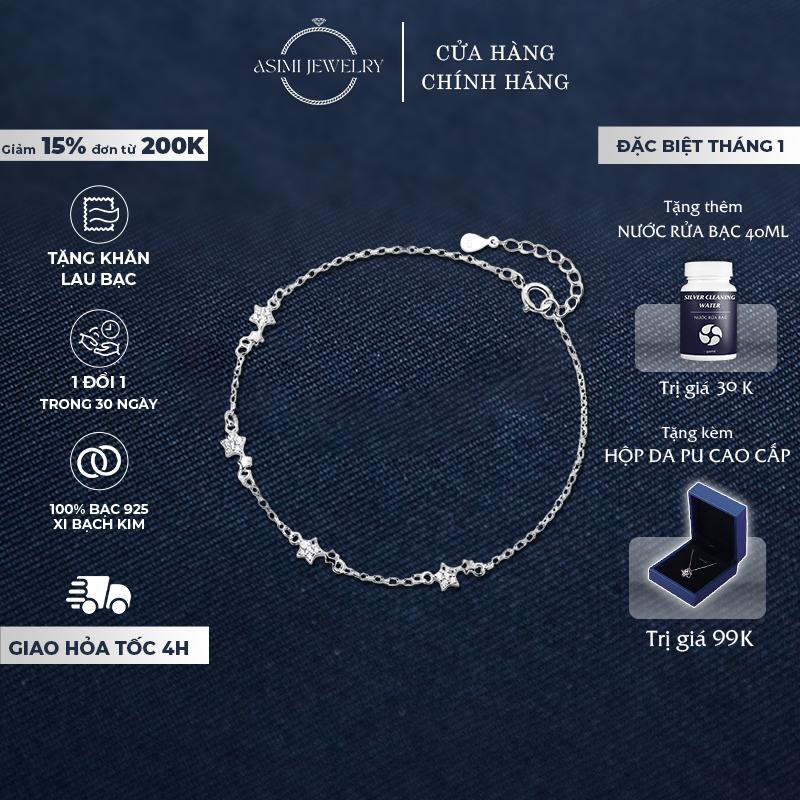 Lắc tay bạc Ý S925 nữ mặt ngôi xinh xắn Asimi vòng tay bạc xi bạch kim nhỏ xinh Star Cute LT33