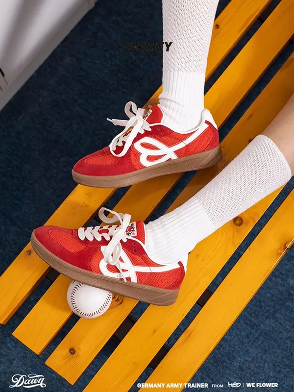 Hoxity - red Sepatu Sneakers Wanita Korean Style Original Casual Shoes Fashion Kulit Premium - 344 6