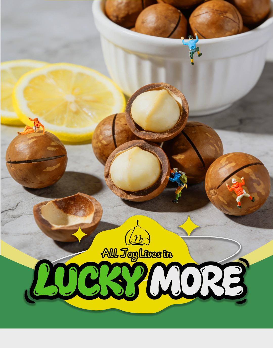 【Luckymore】Macadamia Nuts Rasa Susu 250gr HALAL Cemilan Sehat & Premium Tanpa Pengawet & Pewarna Buatan Tekstur Renyah Rasa Alami