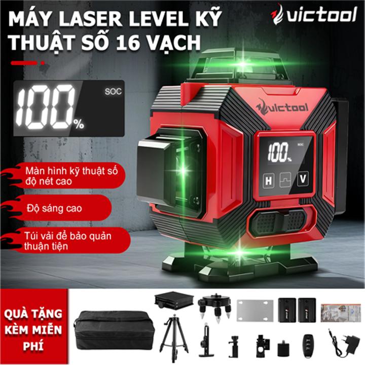  Victool Máy bắn laser 16 tia,máy cân bằng laser,Máy lazer cân bằng 16 tia,máy bắn cốt laze có hệ thống san lấp mặt bằng tự động máy cân bằng laze với hệ thống san lấp mặt bằng tự động 2 Pin Sạc Tặng Kèm Chân Trụ 1m - Bảo hành 1 năm 