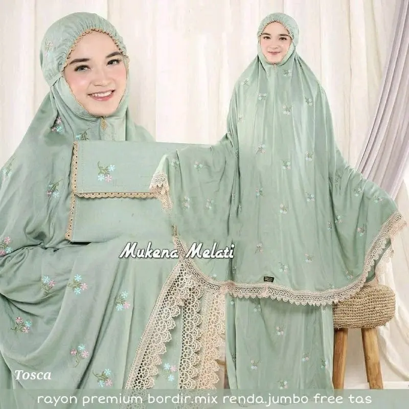 mukena dewasa rayon ori adem motif melati  terbaru