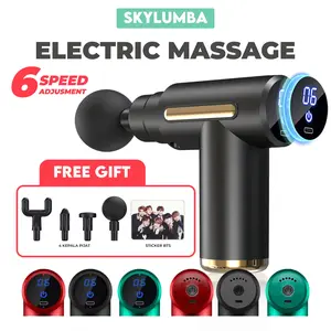 Skylumba Massage Gun Alat Pijat 6 Getaran Elektrik LED Battery 25W High Power PM06S