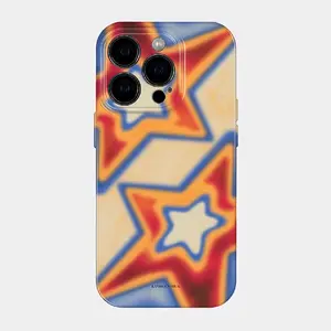 Soft Retro Star iPhone Case – Desain Bintang Warna Vintage Blur XR XS 11 12 13 14 15 pro max Casing Cover