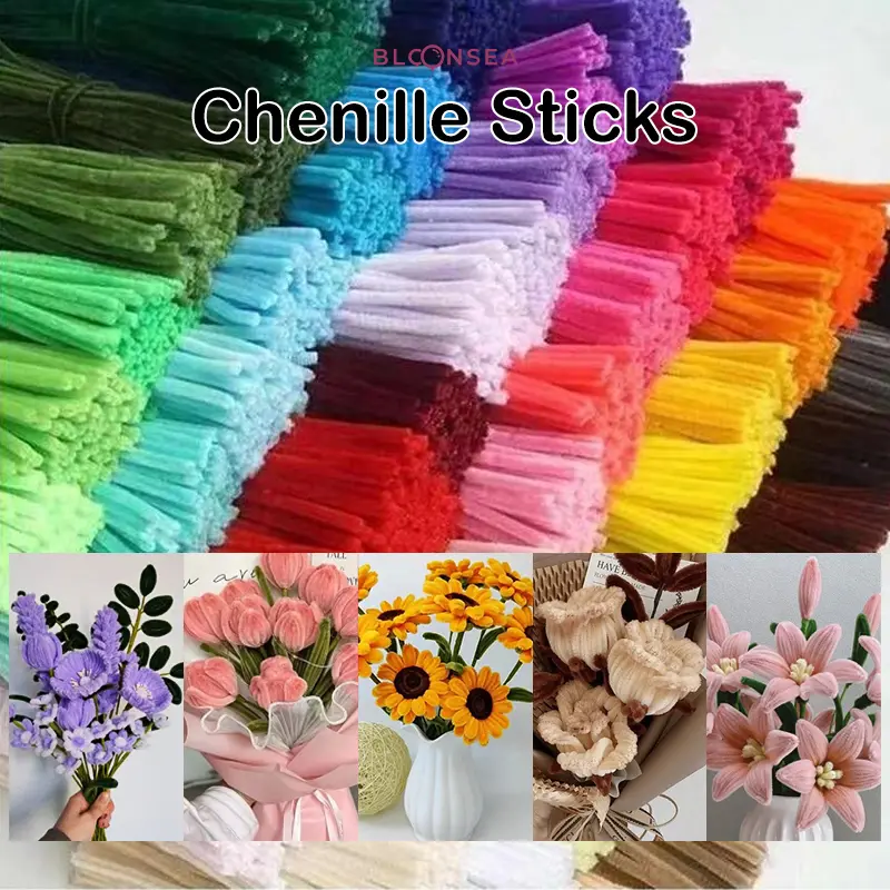 100pcs Chenille Sticks Stems Twist Tie Dawai Jong Kawat Bulu Bunga Pipe Cleaner Rod Twisting Extra Thick Flower Craft Stick Wire Iron