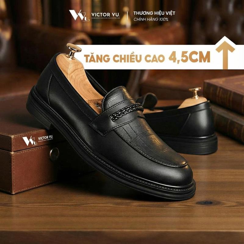 Premium Giày Penny Loafer Victor Vu Tăng Chiều Cao 4.5cm - Da Bò Thật Sang Trọng Bảo Hành 18 Tháng Giày Nam Đẹp 2025