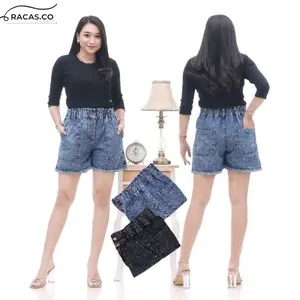 Celana Pendek Jeans Wanita Highwaist Denim Kasual Dewasa Shorts Cewek