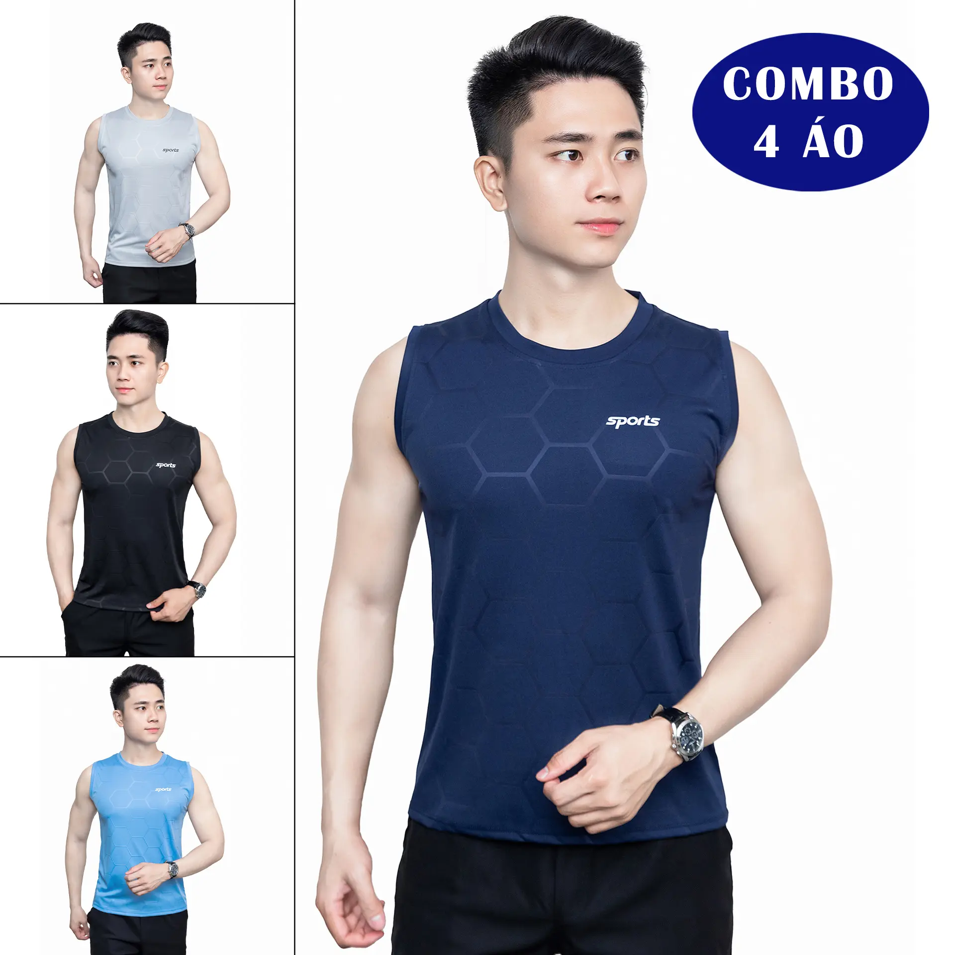 [COMBO 2-3-4 ÁO] Thun ba lỗ Tanktop sát nách dập vân lục giác chất liệu mềm mịn thoáng mát co giãn 4 chiều trẻ trung Menswear Tre