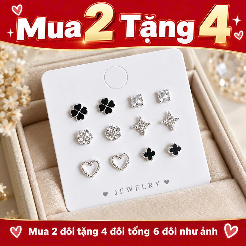 Mua 2 đôi Tặng 4 đôi khuyên tai xinh xắn S1
