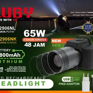 ORI SENTER KEPALA LUBY ZOOM 65 WATT 4800 MH HEADLAMP LED laser